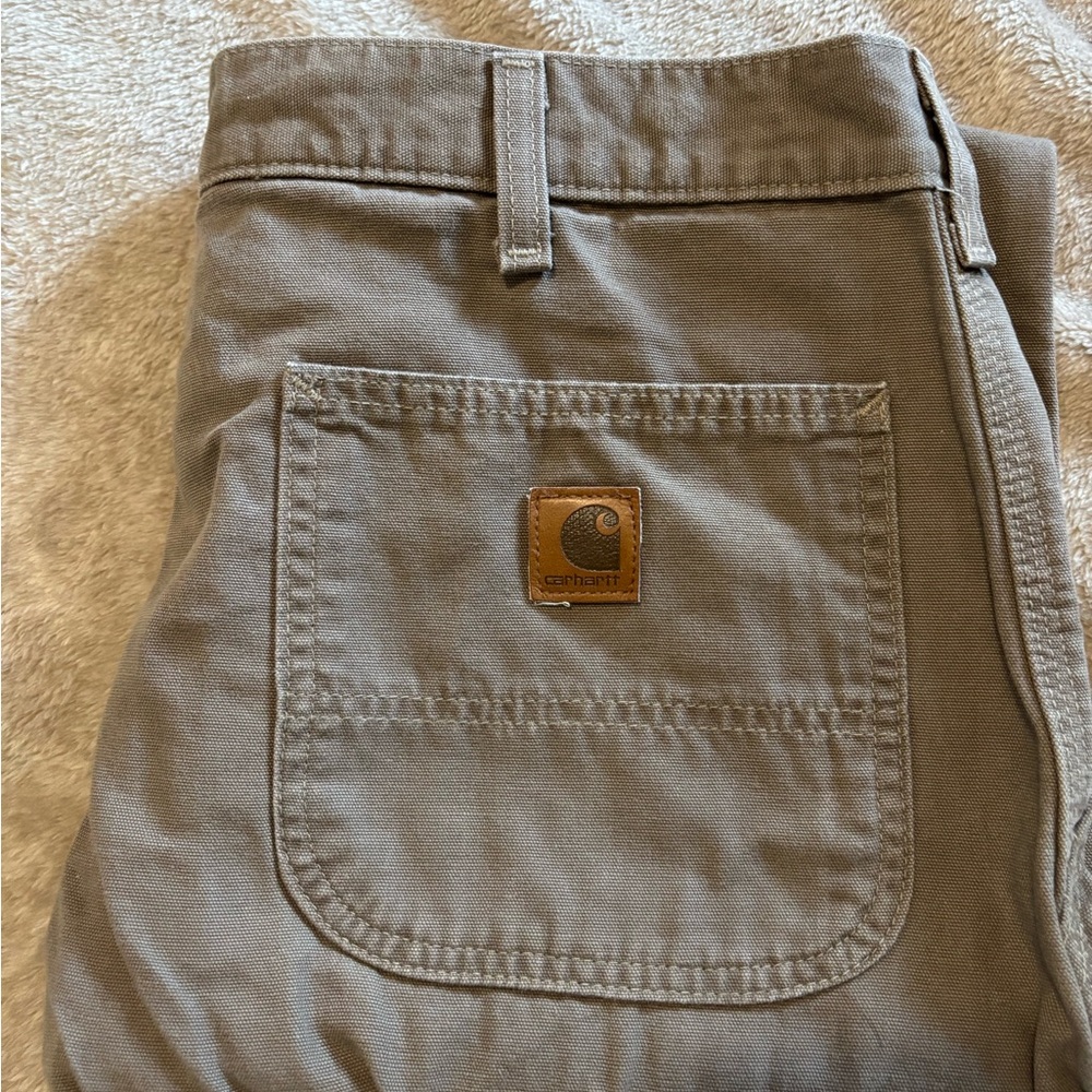 Carhartt Dungaree Work Pants with Front Patch Pocket - Taupe/Brown A13